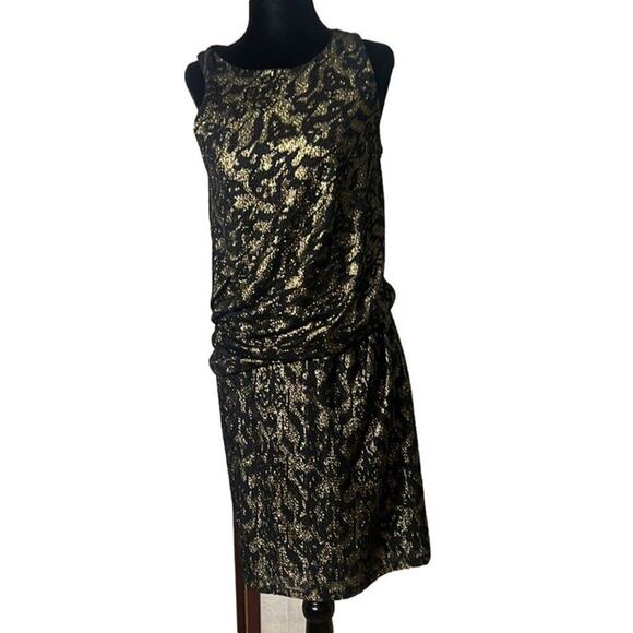 DAVID MEISTER NWT GOLD & BLACK SCALLOP SIDE NWT‎ DRESS SIZE 6 - Picture 1 of 10